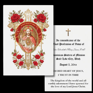 KATHOLIC NUN PROFESSIONELL VON VOWS HOLY CARD