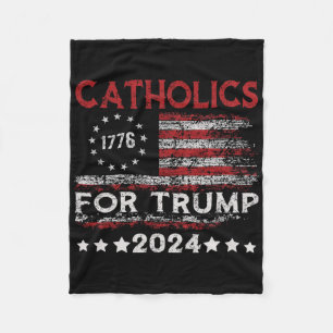 Katholiken Für Trump 2024 Amerikanische Flagge 4.  Fleecedecke