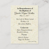 Katholische Baby-Baptismal Erinnerungs-heilige Visitenkarte (Rückseite)