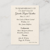 Katholische Baby-Baptismal Erinnerungs-heilige Visitenkarte (Rückseite)