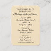 Katholische Baby Boy Taufe Erinnerung Heilige Kart Visitenkarte (Rückseite)