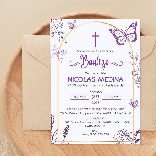 Katholische Bautizo Einladung Butterflies Taufe