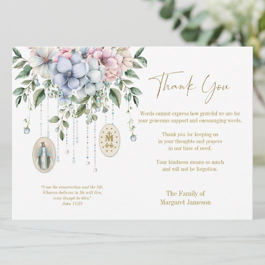 Katholische Beerdigung Beileid Beileid Mary Dankeskarte