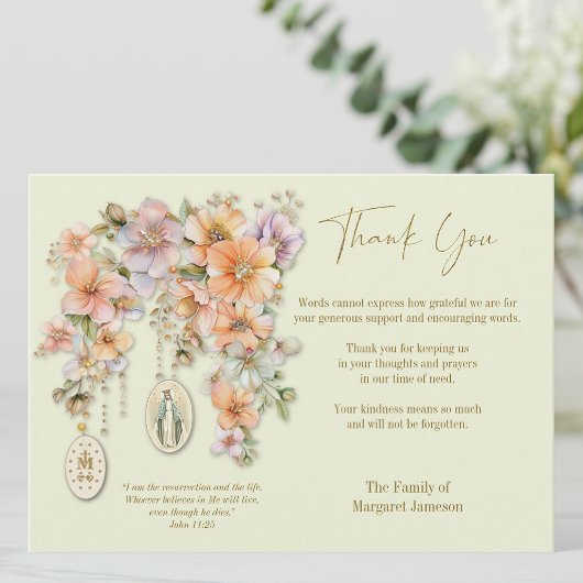 Katholische Beerdigung Beileid Beileid Mary Dankeskarte