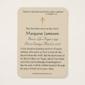 Katholische Beerdigung Gedenkgebet Heilige Karte (Rückseite)