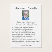 Katholische Beerdigung Gedenkgebet Heilige Karte (Rückseite)