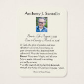 Katholische Beerdigung Gedenkgebet Heilige Karte (Rückseite)