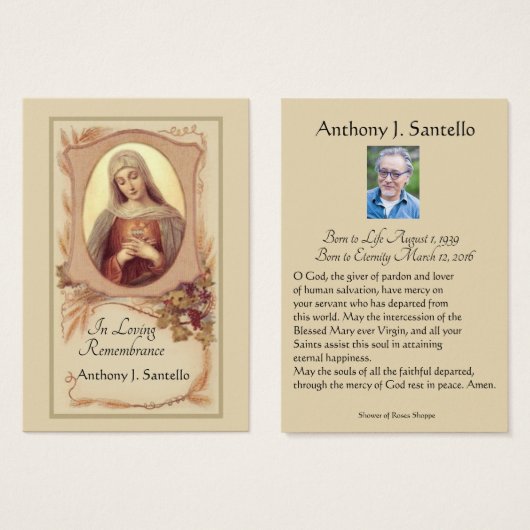 Katholische Beerdigung Gedenkgebet Heilige Karte (Vorne & Hinten)