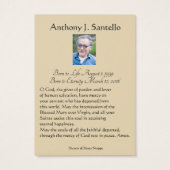 Katholische Beerdigung Gedenkgebet Heilige Karte (Rückseite)