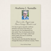 Katholische Beerdigung Gedenkgebet Heilige Karte (Rückseite)