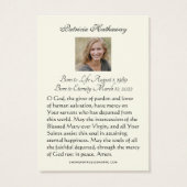 Katholische Beerdigung Gedenkgebet Heilige Karte (Rückseite)