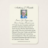 Katholische Beerdigung Gedenkgebet Heilige Karte (Rückseite)
