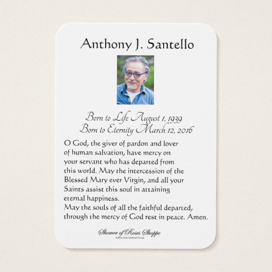 Katholische Beerdigung Gedenkgebet Heilige Karte (Rückseite)