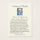 Katholische Beerdigung Gedenkgebet Heilige Karte (Rückseite)