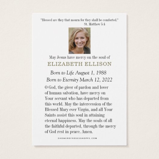 Katholische Beerdigung Gedenkgebet St. Joseph (Rückseite)