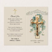 Katholische Beerdigung Gold Crucifix Gebet Fotokar Visitenkarten (Außenseite Aufgefaltet)