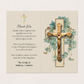 Katholische Beerdigung Gold Crucifix Gebet Fotokar Visitenkarten (Außenseite Aufgefaltet)