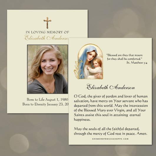 Katholische Beerdigung Mary Jesus religiöses Gebet Ankündigung