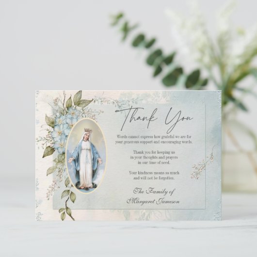 Katholische Beerdigungsdenkmal Selige Jungfrau Mar Dankeskarte (Stehend Vorderseite)