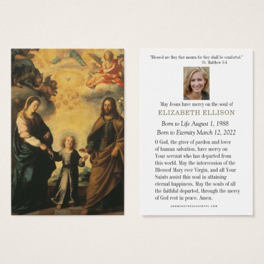 Katholische Beerdigungsgebet Jesus Mary Joseph (Vorne & Hinten)