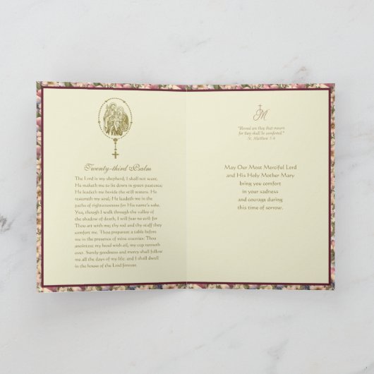 Katholische Beileid Beerdigung Blumengebet-Karte Karte (Innenseite)