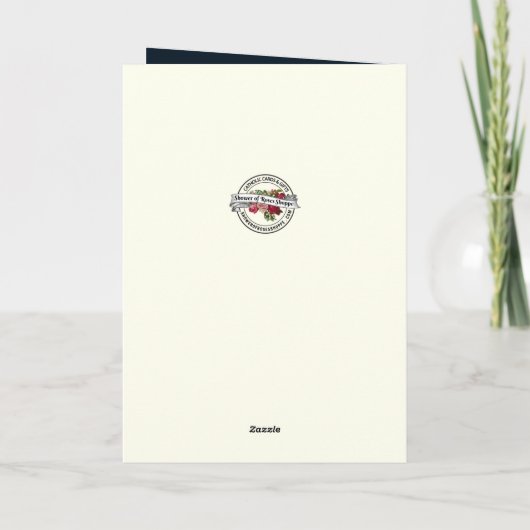 Katholische Beileid Jungfrau Mary Gold Crucifix Karte (Rückseite)