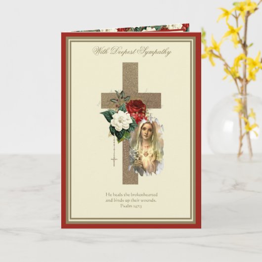 Katholische Beileid Jungfrau Mary Jesus Rote Rose Karte (Gelbe Blume)