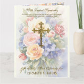 Katholische Beileid Masse bietet Crucifix floral Karte (Vorderseite)