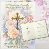 Katholische Beileid Masse bietet Crucifix floral Karte