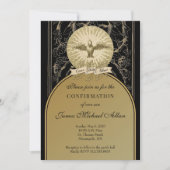 Katholische Bestätigung Gold und Schwarz Einladung (Vorderseite)