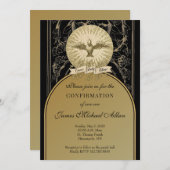 Katholische Bestätigung Gold und Schwarz Einladung (Vorne/Hinten)