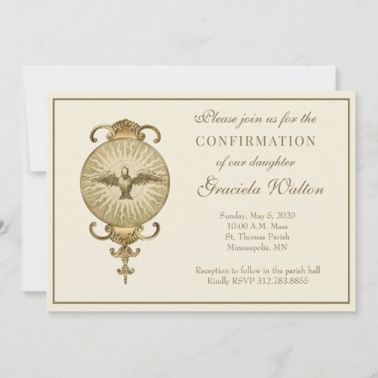 Katholische Bestätigung Heiliger Geist Schrift Einladung (Vorderseite)