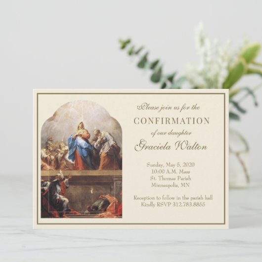 Katholische Bestätigung Heiliger Geist Schrift Inv Einladung (Stehend Vorderseite)