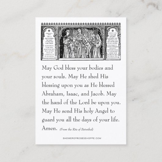 Katholische Betrothal-Gebetskarte Visitenkarte (Rückseite)