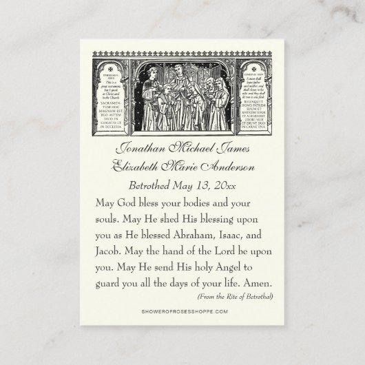Katholische Betrothal-Gebetskarte Visitenkarte (Rückseite)