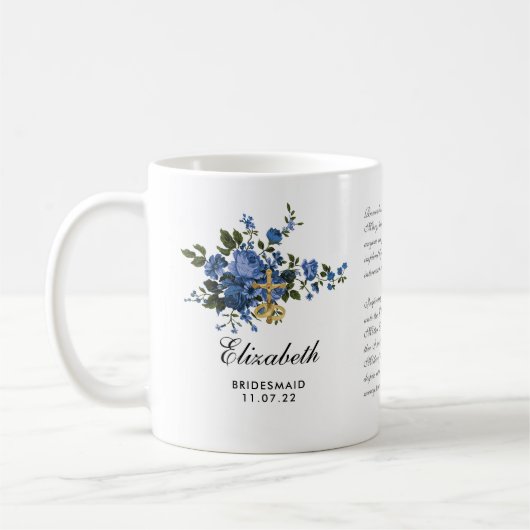 Katholische Blaue Rose Crucifix Gebet Bridesmaid Kaffeetasse (Links)