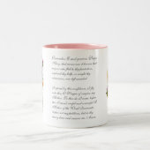Katholische BlumenBouquet-Memorare Gebet Rosary Zweifarbige Tasse (Mittel)