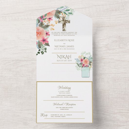 Katholische Blumenhochzeit Einladungen Modernes Kr (Innen Boden)