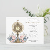 Katholische Blumenkommunion Eucharist Girl oder Bo Einladung (Stehend Vorderseite)