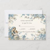 Katholische Blüte gesegnet Mary Blue Floral RSVP Karte (Vorderseite)
