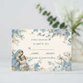 Katholische Blüte gesegnet Mary Blue Floral RSVP Karte (Stehend Vorderseite)