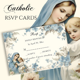 Katholische Blüte gesegnet Mary Blue Floral RSVP Karte