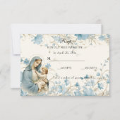 Katholische Blüte gesegnet Mary Blue Floral RSVP Karte (Vorderseite)
