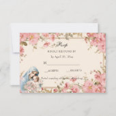 Katholische Blüte gesegnet Mary Pink Floral RSVP Karte (Vorderseite)