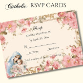 Katholische Blüte gesegnet Mary Pink Floral RSVP Karte