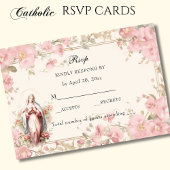 Katholische Blüte gesegnet Mary Pink Floral RSVP Karte