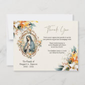 Katholische Blütenblume Mary Beerdigung Condolence Dankeskarte (Vorderseite)