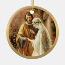 Katholische Braut & Groom Mary St. Joseph Gold Keramik Ornament