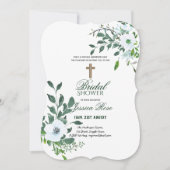 Katholische Brautdusche Einladungen Blume überquer (Vorderseite)