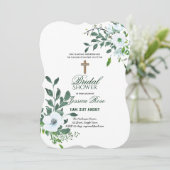 Katholische Brautdusche Einladungen Blume überquer (Stehend Vorderseite)